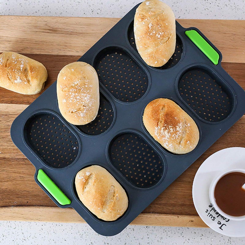 W WBLD Mini Baguette Baking Tray, Non-Stick Silicone French Bread Baking Mouldï¼ŒDIY 8 Loave Baguette Mold Loaf Pan - Image 5